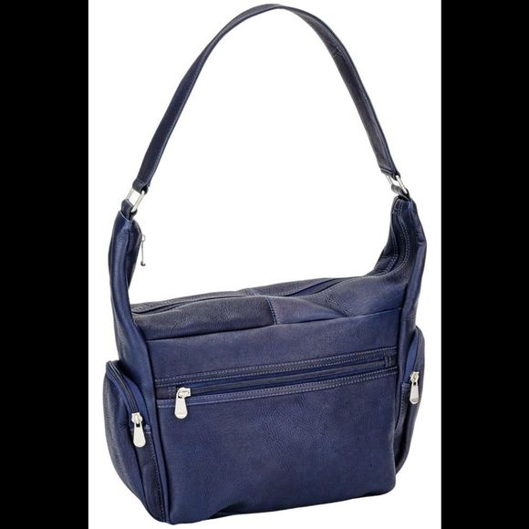 Le Donne Leather Aria Hobo Shoulder Bag Navy - Picture 1 of 1